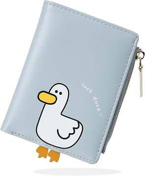 CONISY Cute Small Womens Wallet with Coin Purse,Suitable Girls Teen Ladies Duck Blue