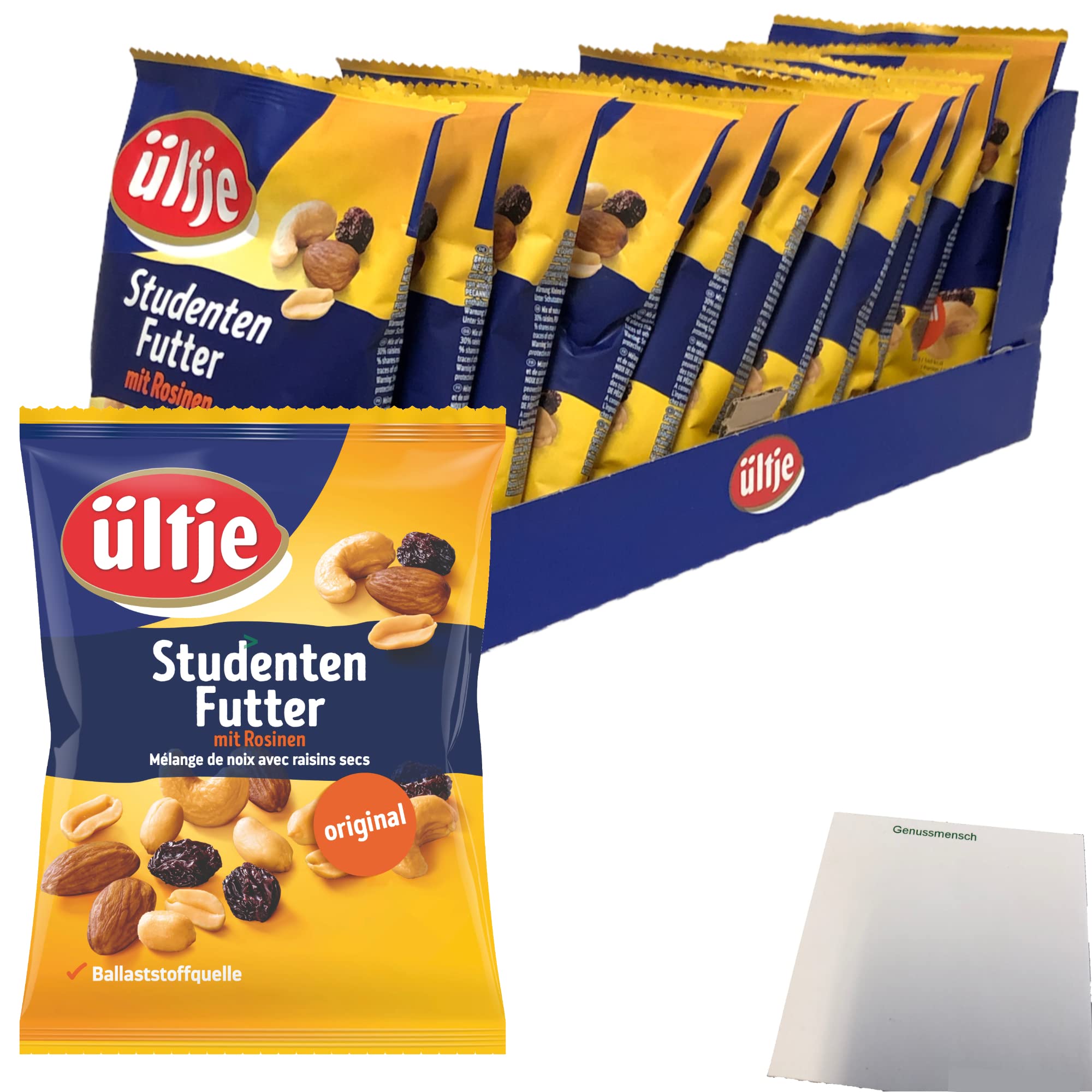 Ültje Studentenfutter mit Rosinen das original 12er Pack (12x200g Beutel) + usy Block