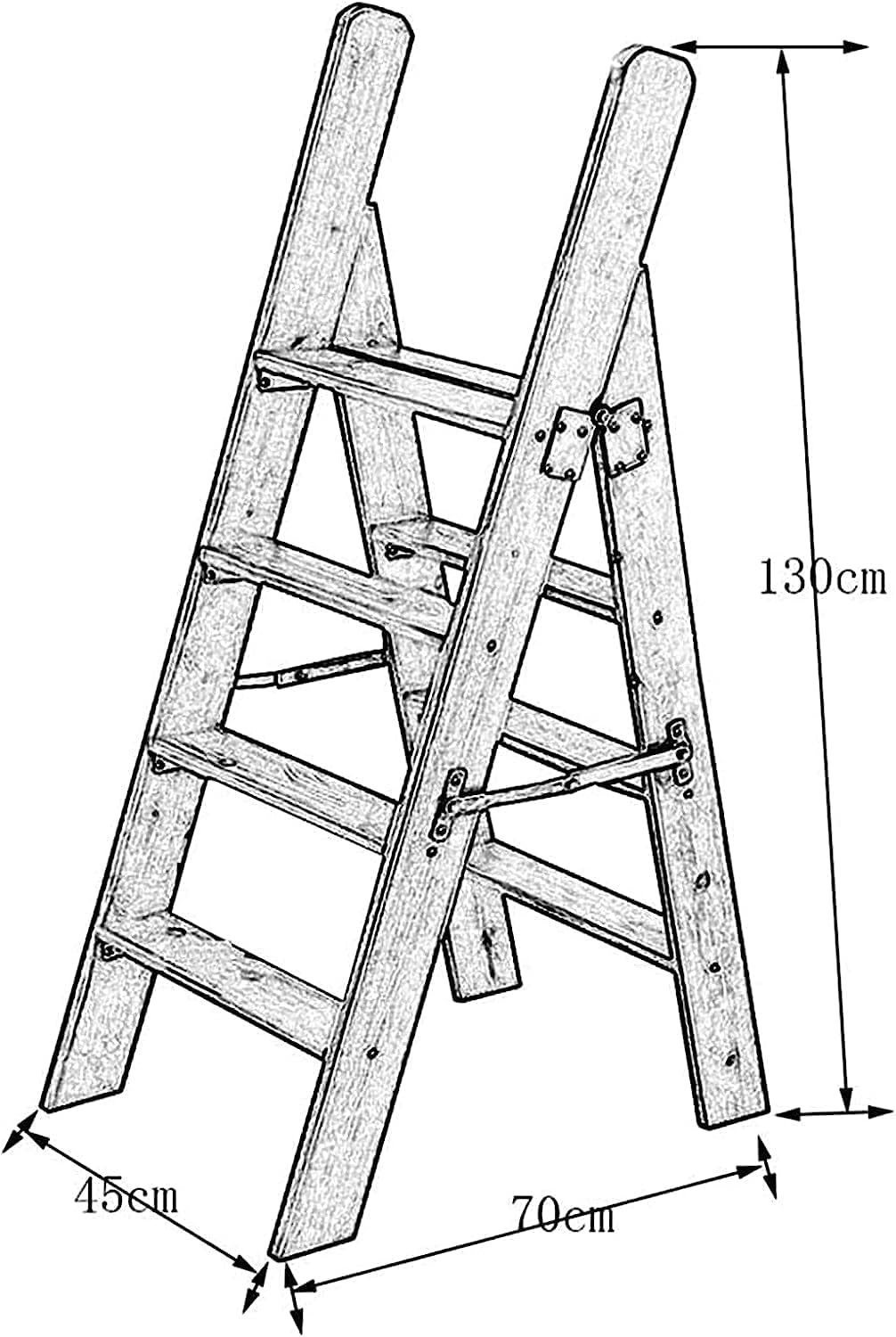 OKUOKA Portable Step Stool Simple Family Stool - Chairs Wooden Adult Solid Wood Folded with Handle for Adult Household Furniture (A) (B)