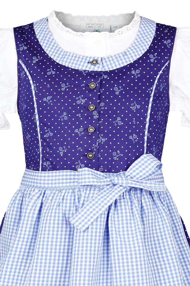 Isar-Trachten Dziewczęca dirndl dziecięca z bluzką jasnoniebieska, niebieska (Marine), 80, niebieski (Marine), 80 cm