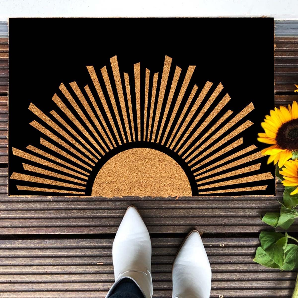 Funny Coir Doormat - Sunrise to Sunset Welcome Mat for Front Porch & Patio - Personalized Heavy-Duty Non-Slip Outdoor Coir Rug, 23.6x15.7 inch