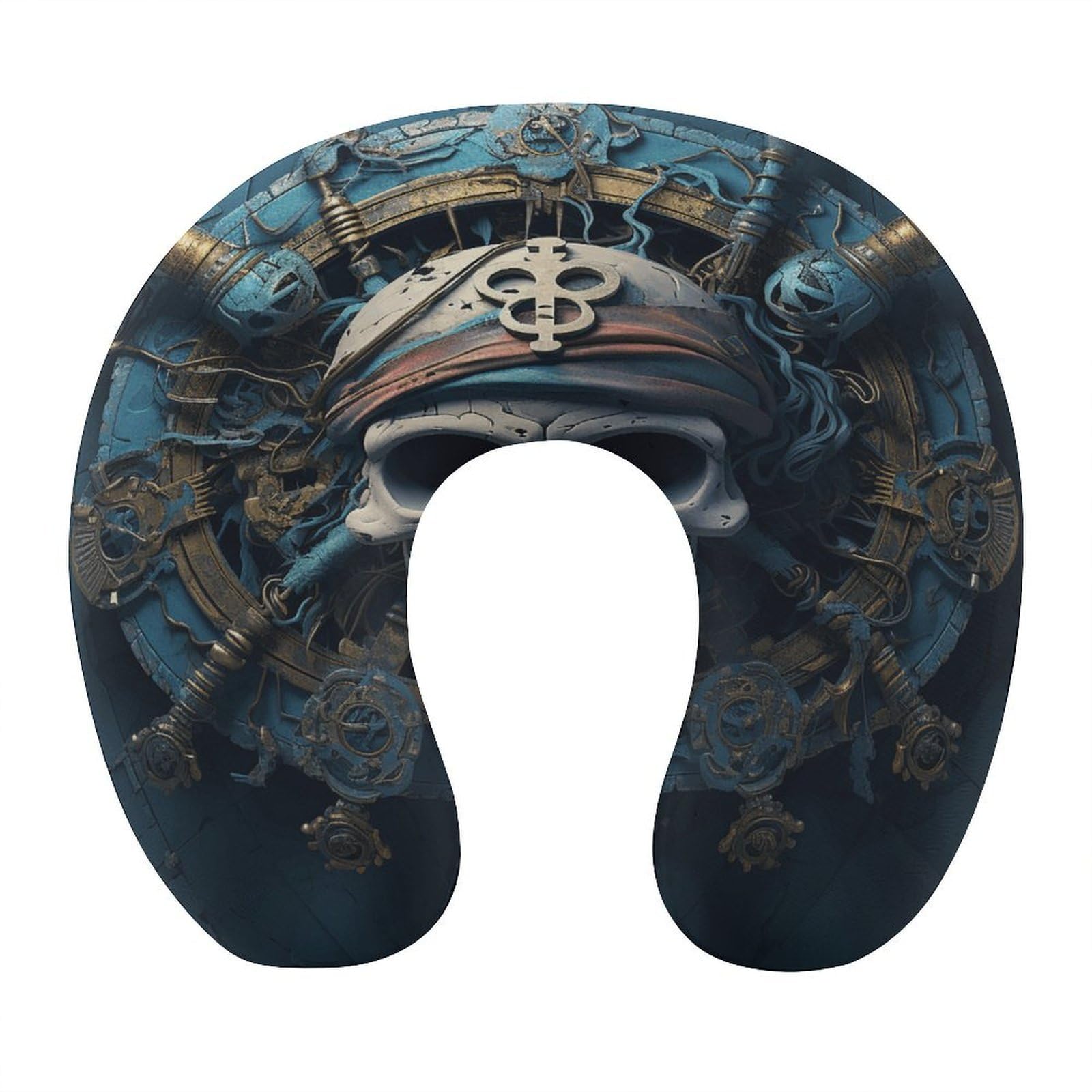 Adfgyerh Style Skeleton Pirate U-Shaped Pillow，Memory Foam Pillow Core，Cushion ，Provide Neck Support ，Travel Pillow，Suitable For Airplanes, Cars, Homes, And Offices.