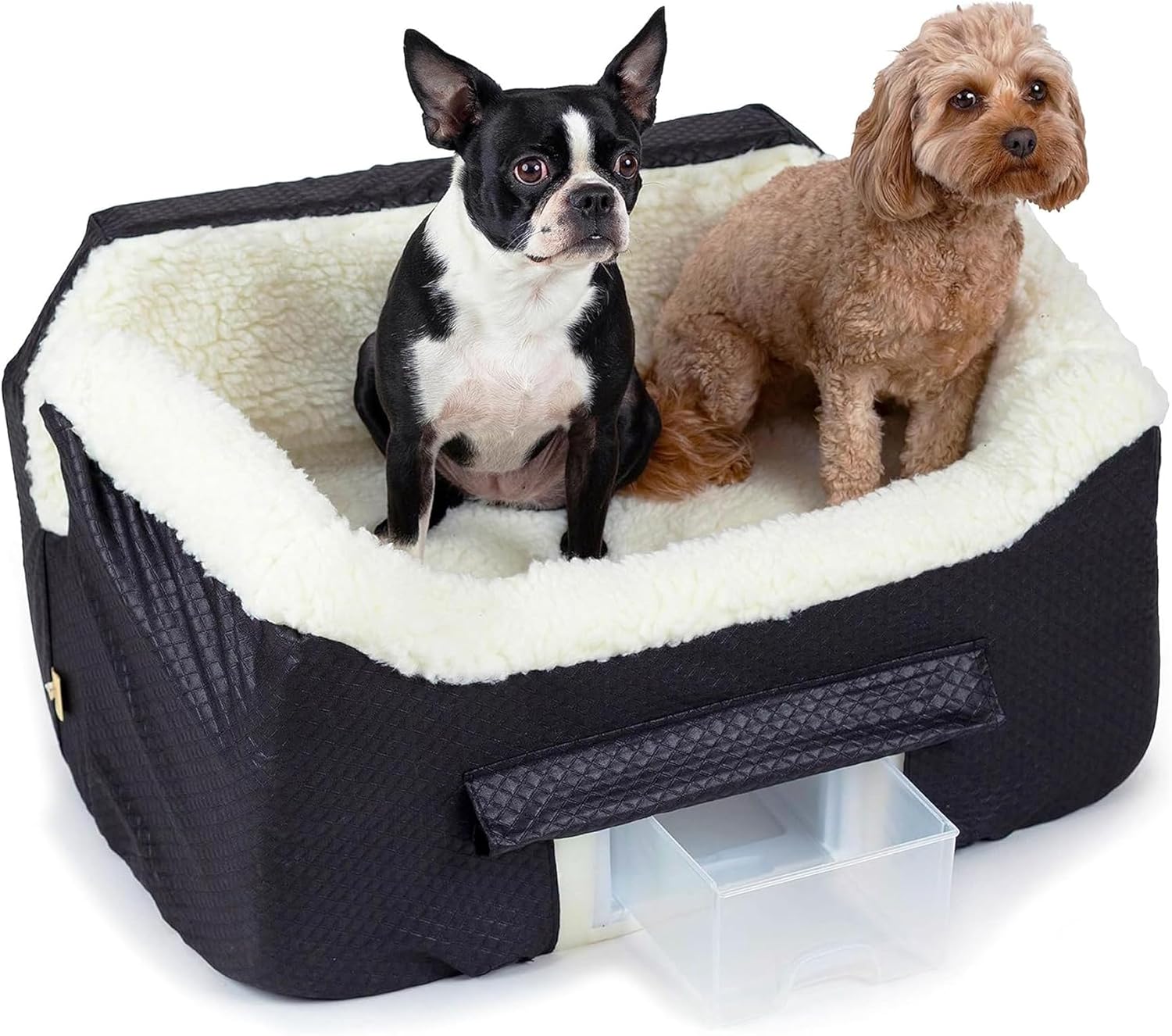 Snoozer Lookout II Car Seat with Storage Tray - Dog Car Seats for Medium Dogs, Booster Bed for Medium Sized Pets Up to 34 Lbs, Elevated, Washable - Large, Black Diamond