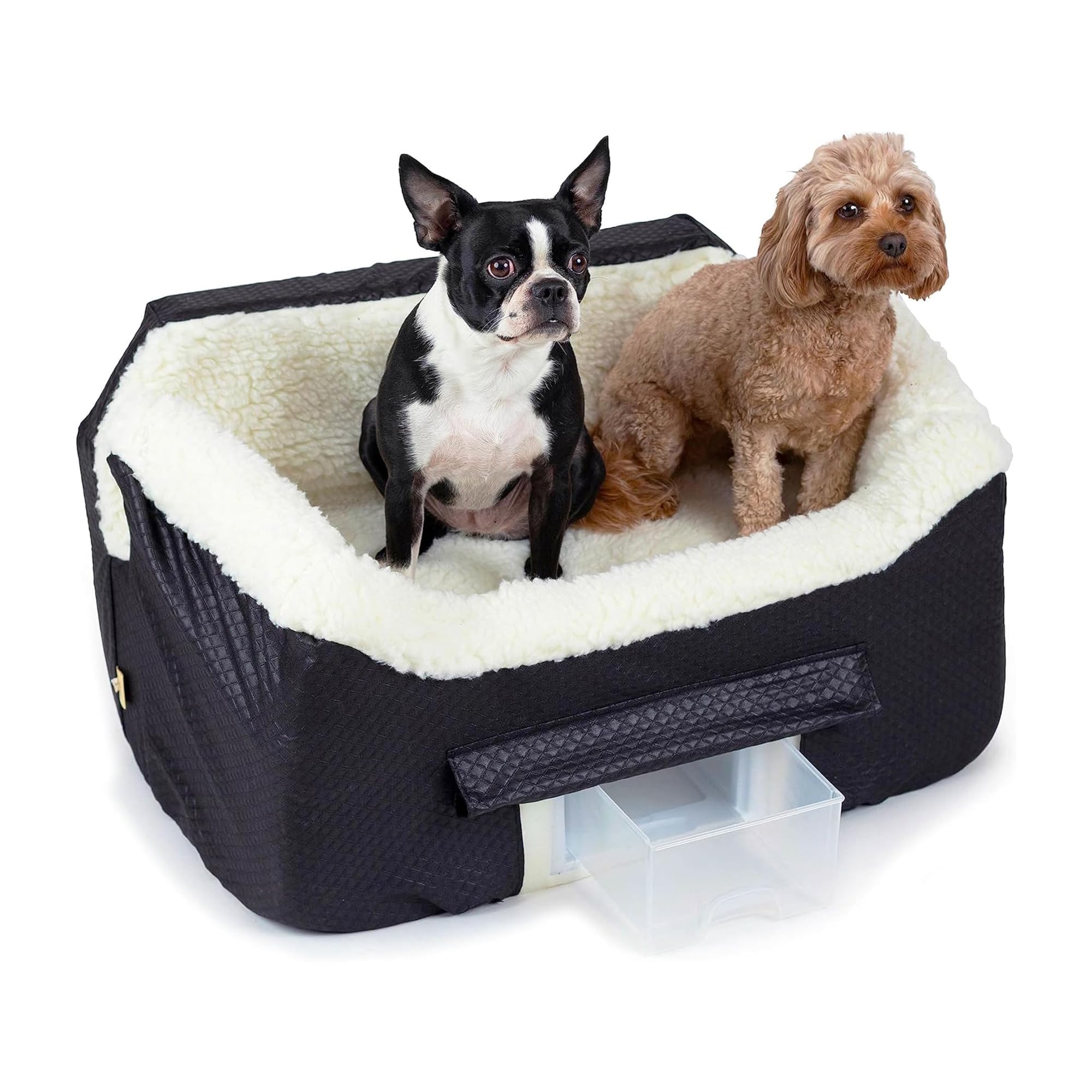 Snoozer Lookout II Car Seat with Storage Tray - Dog Car Seats for Medium Dogs, Booster Bed for Medium Sized Pets Up to 34 Lbs, Elevated, Washable - Large, Black Diamond