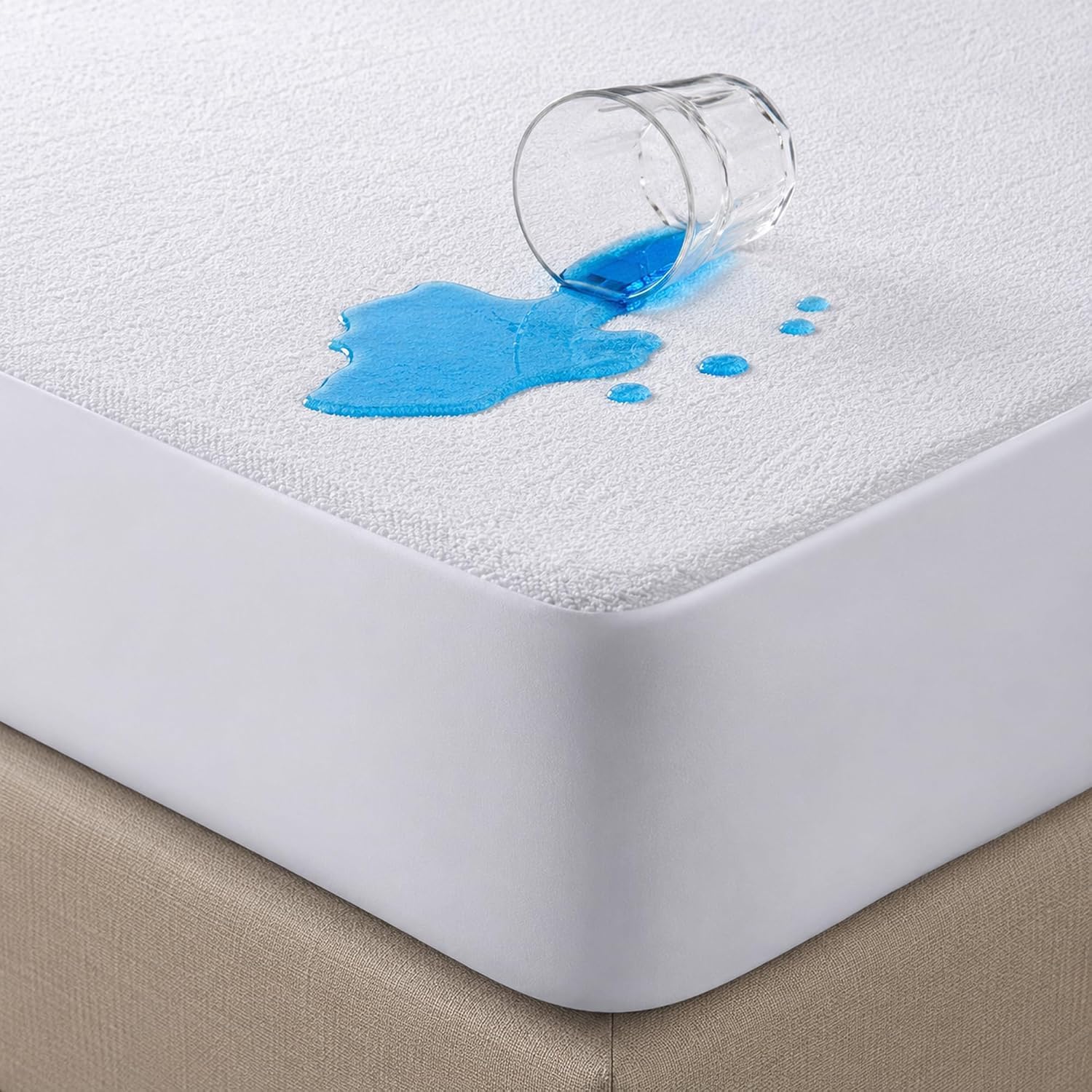 K&A White K&A® Terry Waterproof Mattress Protector | Soft Terry Towel Mattress Topper | Anti Allergy, Noiseless And Breathable | Fitted Sheet Style Mattress Cover | Cot/Toddler Bed 70X140 + 15 Cm