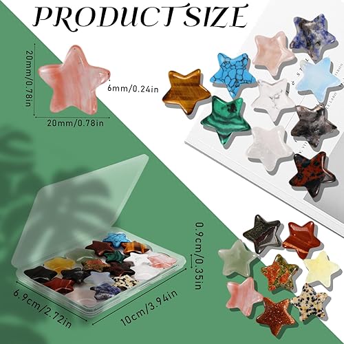 Miniatura 2 de Aitsite Cristales de estrella y piedras curativas, 18 piedras de cristales pulidos para curación, regalo de equilibrio de energía de Reiki para