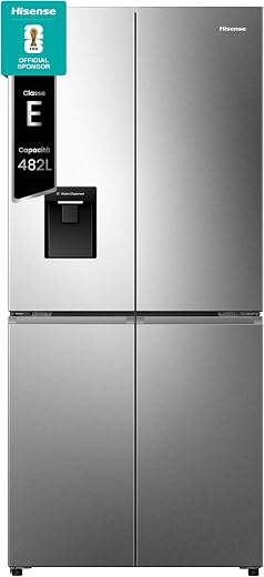Hisense MQ79427SF Frigorifero Quattro Porte Americano, 427 litri, Finitura Argento, Total No...