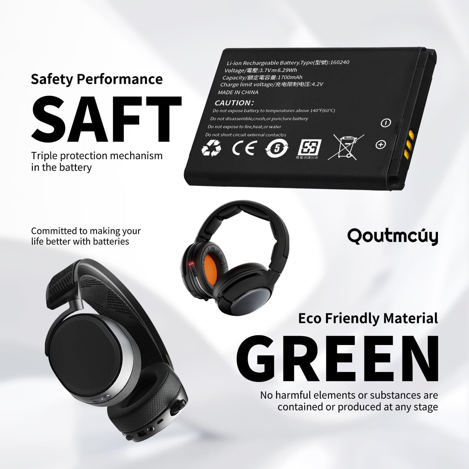 Batterie De Remplacement 900mAh Pour Casque SteelSeries – Compatible Arctis Pro Wireless, Siberia 800/840 - 9