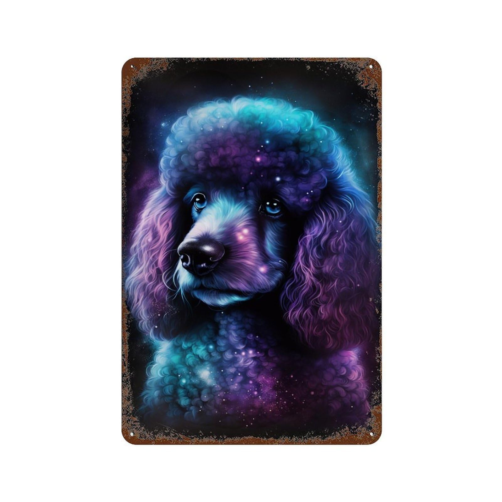 Cosmic Poodle Art Print-15 Retro Metal Sign 11.8"x7.9", Decorative Metal Wall Art for Garage, Bar And Workshop Decor