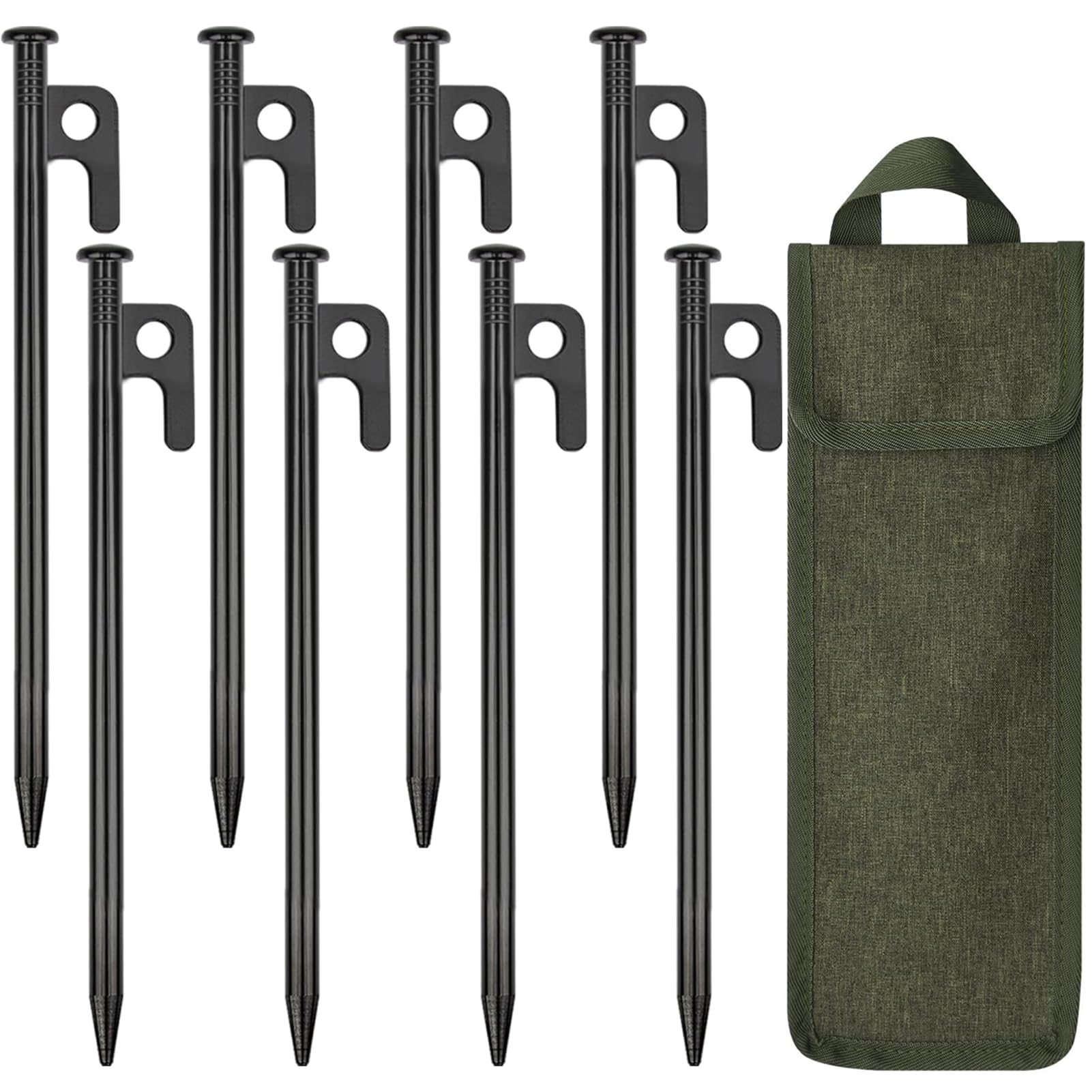 UnifaceTent Pegs,8 Pack Tent Stakes,Heavy Duty Metal Camping Stakes with Storage Bag,10 inch Forged Steel Tent Pegs for Camping Tent,Pop Up Tent,Garden, Canopies,Grassland,Outdoor