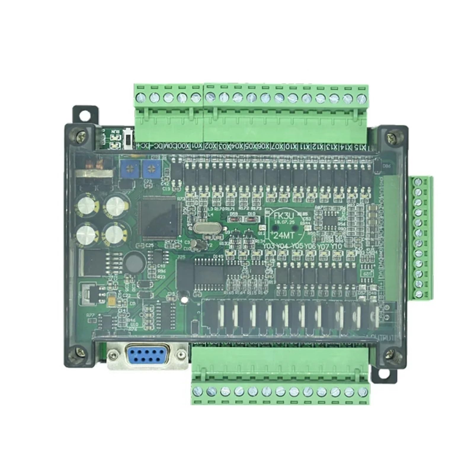 FX3U-24MR FX3U-24MT PLC controlador lógico programable 14DI/10DO analógico 6AI/2AO RS232 RS485 Placa de Control Industrial FX3U(FX3U-24MT)