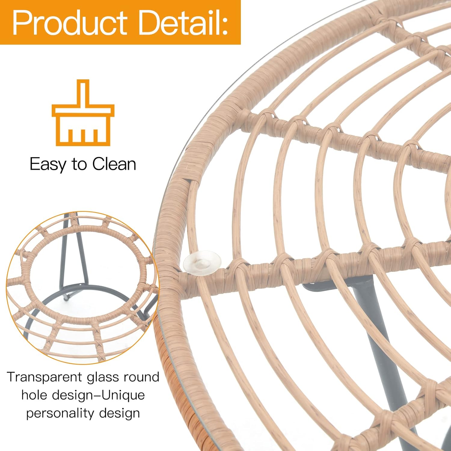 ECOTOUGE 5 Piece Patio Dining Sets, Wicker Outdoor Patio Dining Furniture Set- Glass Round Table, 4 Pcs Chairs and 4 Waterproof Cushions for Backyard Garden Deck : Patio, Lawn & Garden