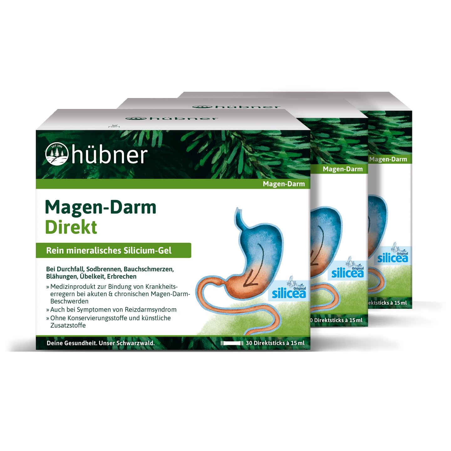 3 x Hübner Silicea Magen-Darm Direct, 3 x 30 Sticks (1350 ml)