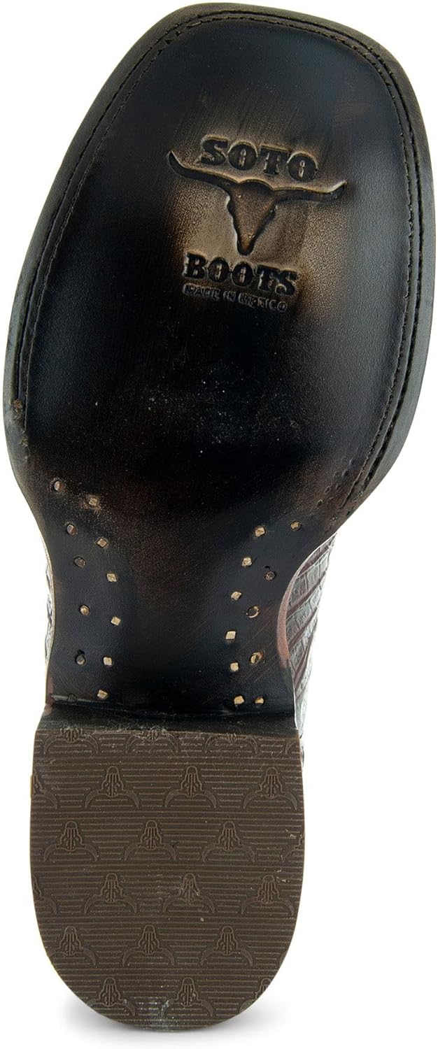 Soto Boots Men's Caiman Belly Print Cowboy Boots H4001 - Image 6