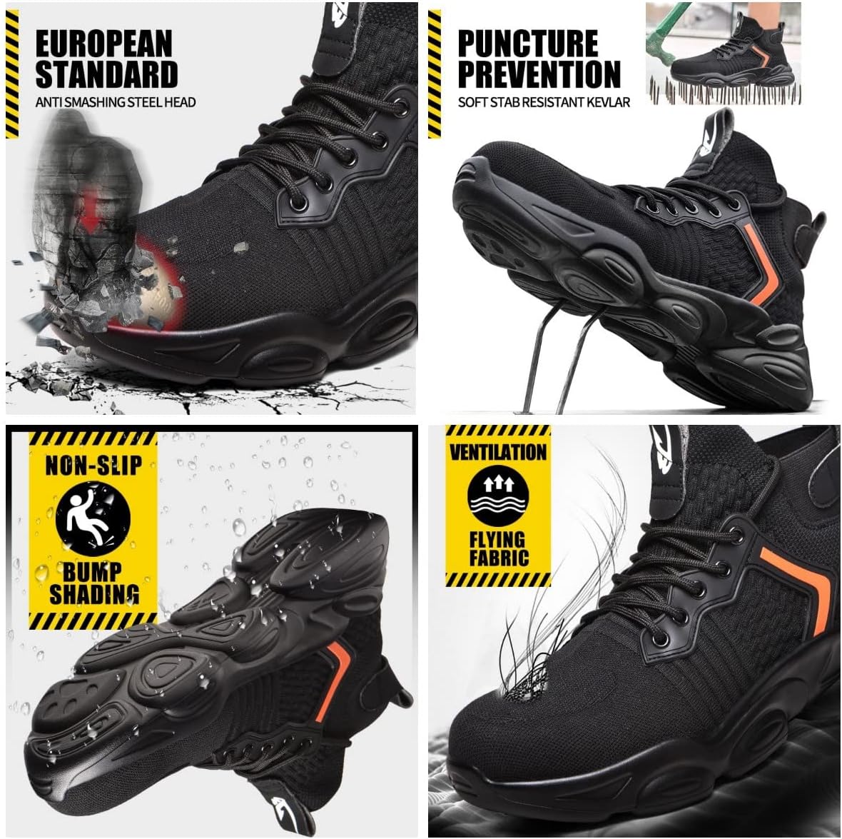 Micoklinlin Steel Toe Shoes for Men Lightweight Fashion Safety Shoes for Work Industrial Non-Slip Breathable Outdoor Sneakers