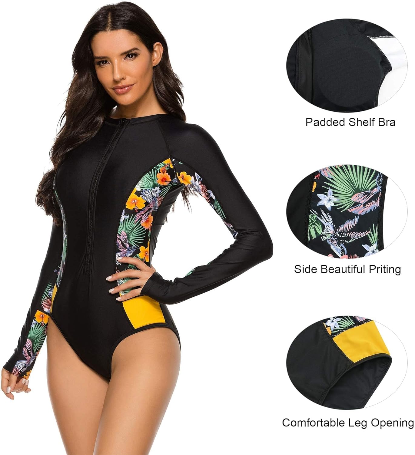Zando Long Sleeve Rash Guard Swimsuit Women One Piece Swimsuit for Women Long Sleeve Bathing Suit Athletic Rashguard