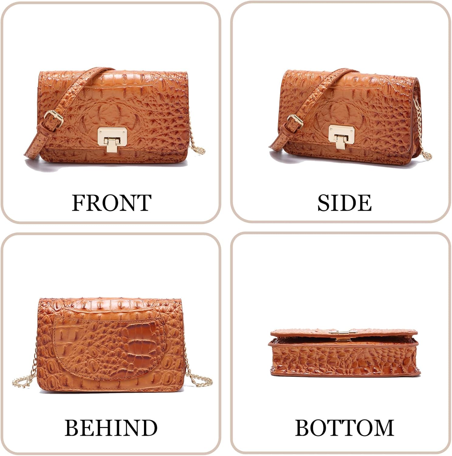 Small Crocodile Crossbody Cell Phone Purse for women Vegan Leather Clutch Wallet with Leather Shoulder Strap | Small, Crocodile, Vegan Leather - Image 3