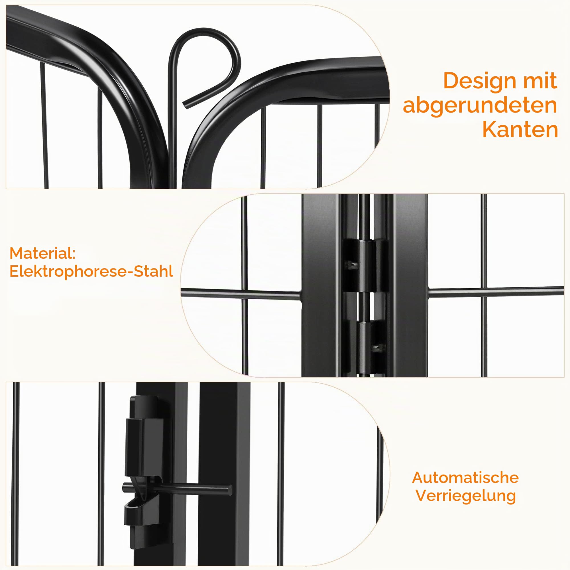Yaheetech Welpenauslauf 100cm hoch, 6-teilige Hundelaufstall mit Tür, Automatische Verriegelung, Tierlaufstall für Hunde, Hasen & Kleintiere, Aufbau werkzeugfrei