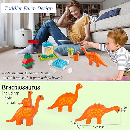 Miniatura 2 de Bloques de construcción Marble Run, juego de 145 piezas de bloques grandes clásicos STEM de ladrillos de juguete para niños compatibles con todas