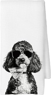 Funny Poodle Gifts Kitchen Towels, Dog Kitchen Accessories, Poodle Gifts for Owners, Coffee Cocktail Station Decor, Dog Lovers Chef Gift Decoration Tea Towel Hand Towels 16x24 Inch