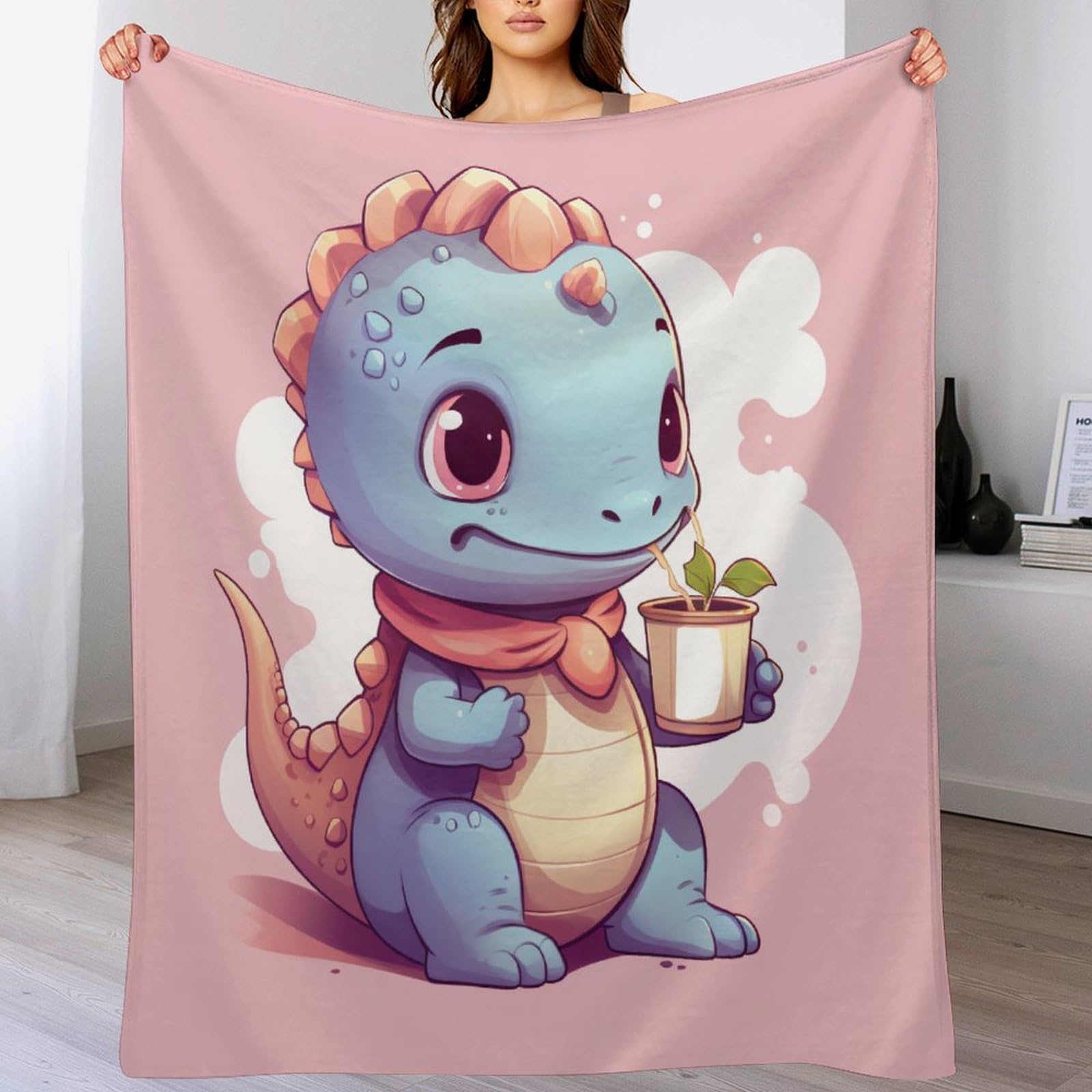 Couvre-lit dinosaure plaid flannel doux lit enfant 100x130cm