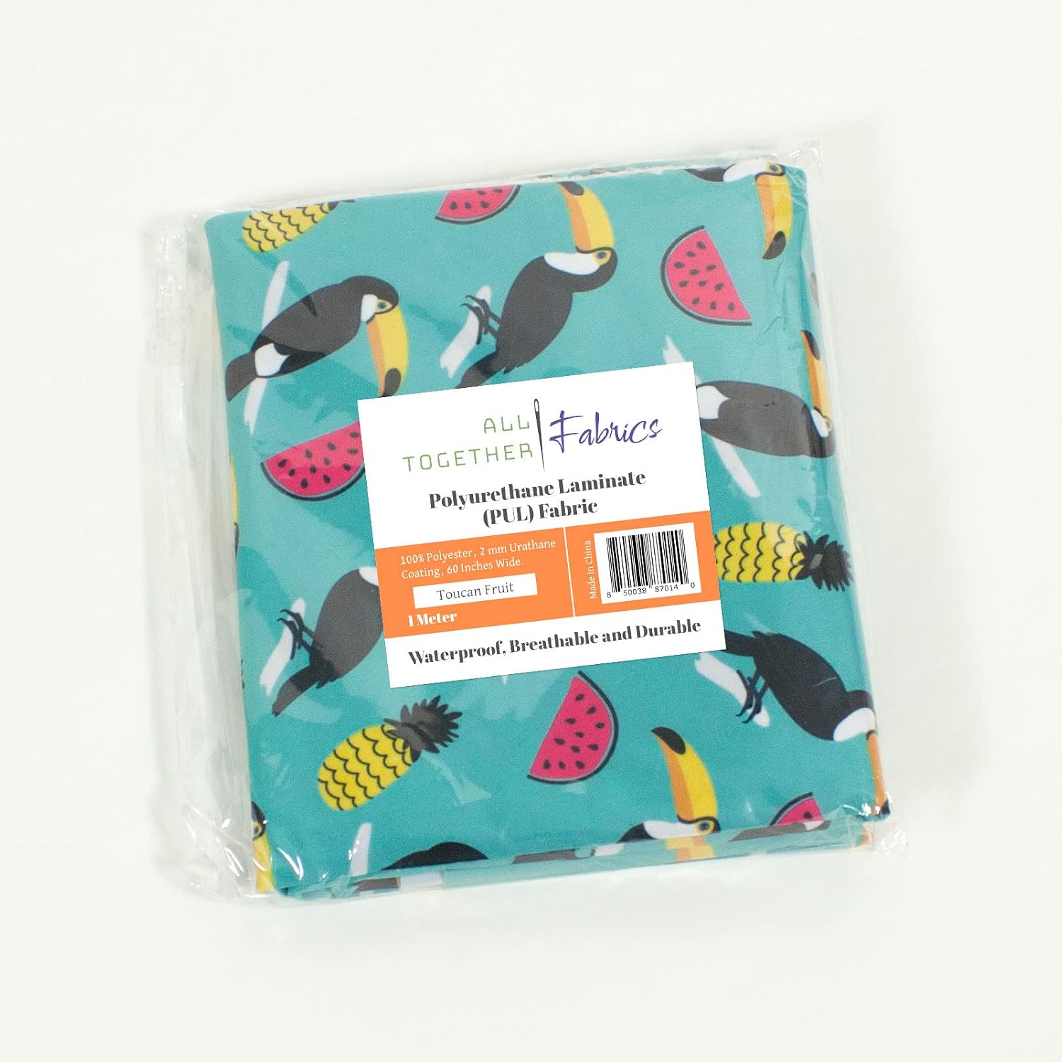 OsoCozy Waterproof PUL Fabric – Print Designs, 59" Wide | Soft, Breathable, Durable Material for Cloth Diapers, Wet Bags & Sewing Projects. 2 Meter, Tucan Fruit image 3