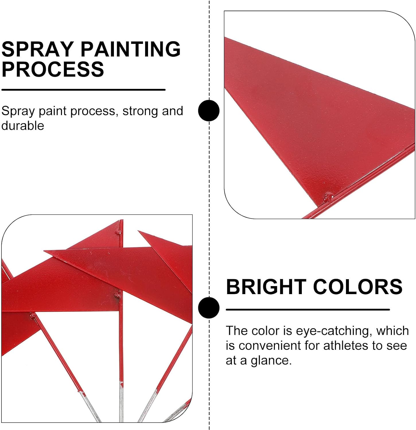 Outanaya 4 Pcs Iron Stick Track and Field Flags Triangle Marker Flags for Shot Put School Sports Outdoor Game Marking