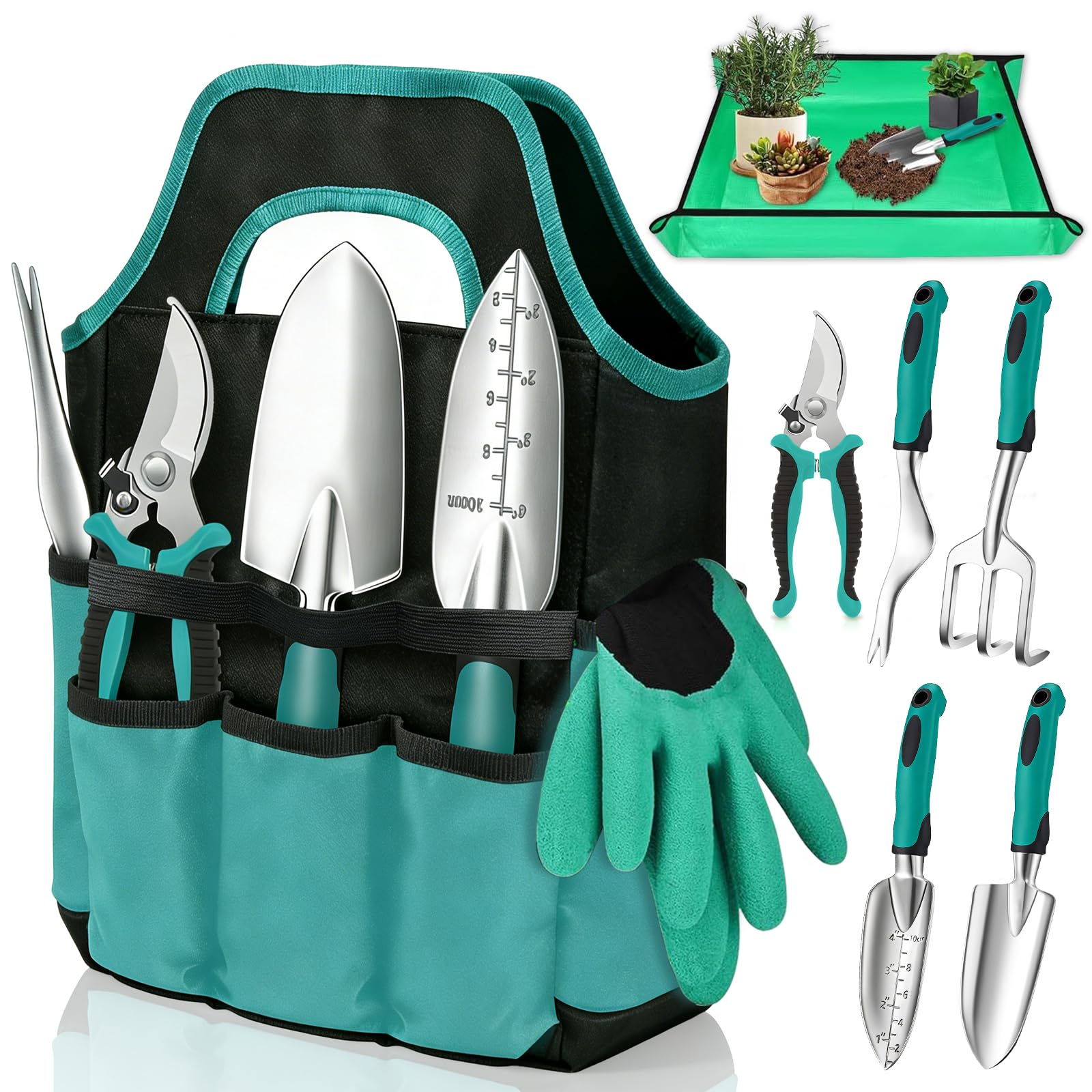 Juego de Herramientas de Jardinería,8 Piezas Acero Inoxidable de Herramientas de Jardín,Juego de Herramientas de Jardín Resistentes,Kit Jardinería-Rgalo de Jardín Ideal para Mujeres y Hombres