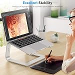 Laptop Stand, OMOTON Laptop Mount, Aluminum Laptop Holder Riser Stand for Desk, Compatible with MacBook Air/Pro, Dell, HP, Lenovo and All Laptops (10-15.6 inch),Silver