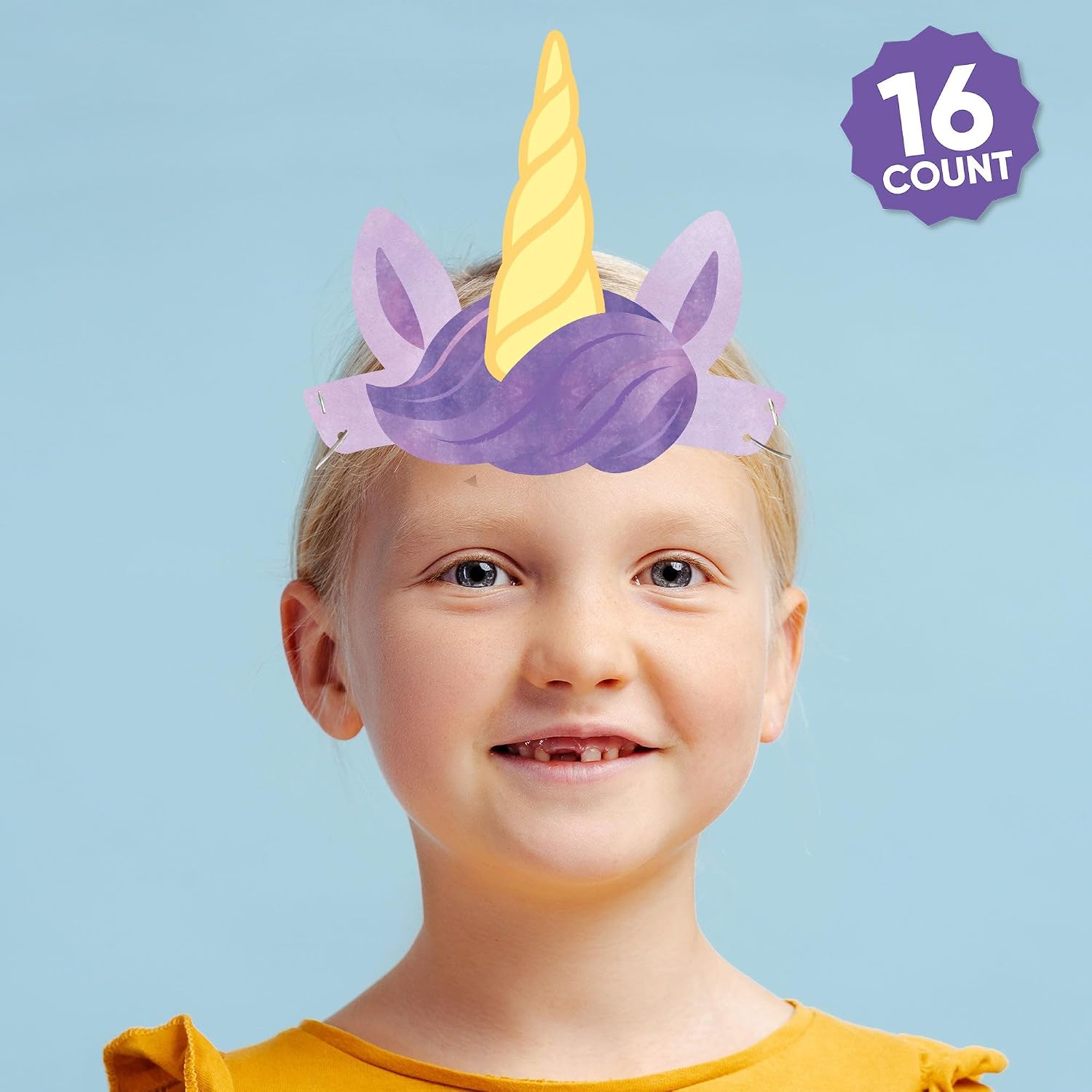Big Dot of Happiness Unicorn Party Paper Crowns, Rainbow, Pink, Purple, or Blue Headbands for Girls Birthday Party, DIY Unicorn Party Hat Favors - 16 Count