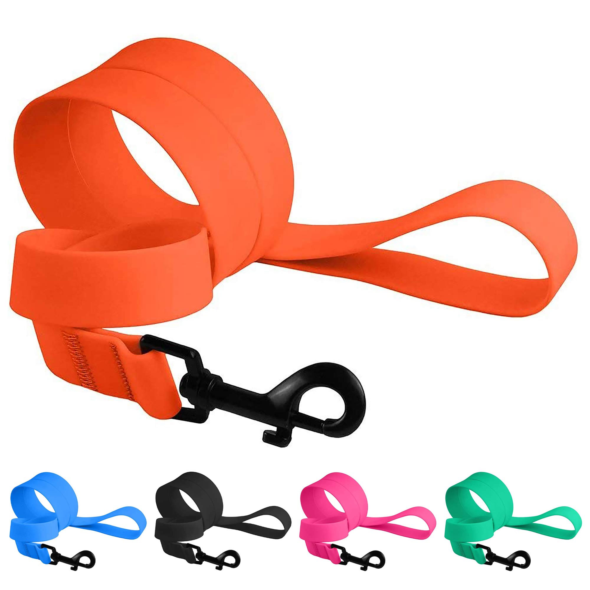 CollarDirect Waterproof Dog Leash Small Medium Large Durable Pet Leashes for Walking Training Running Pink Black Blue Orange Green (M, Orange)