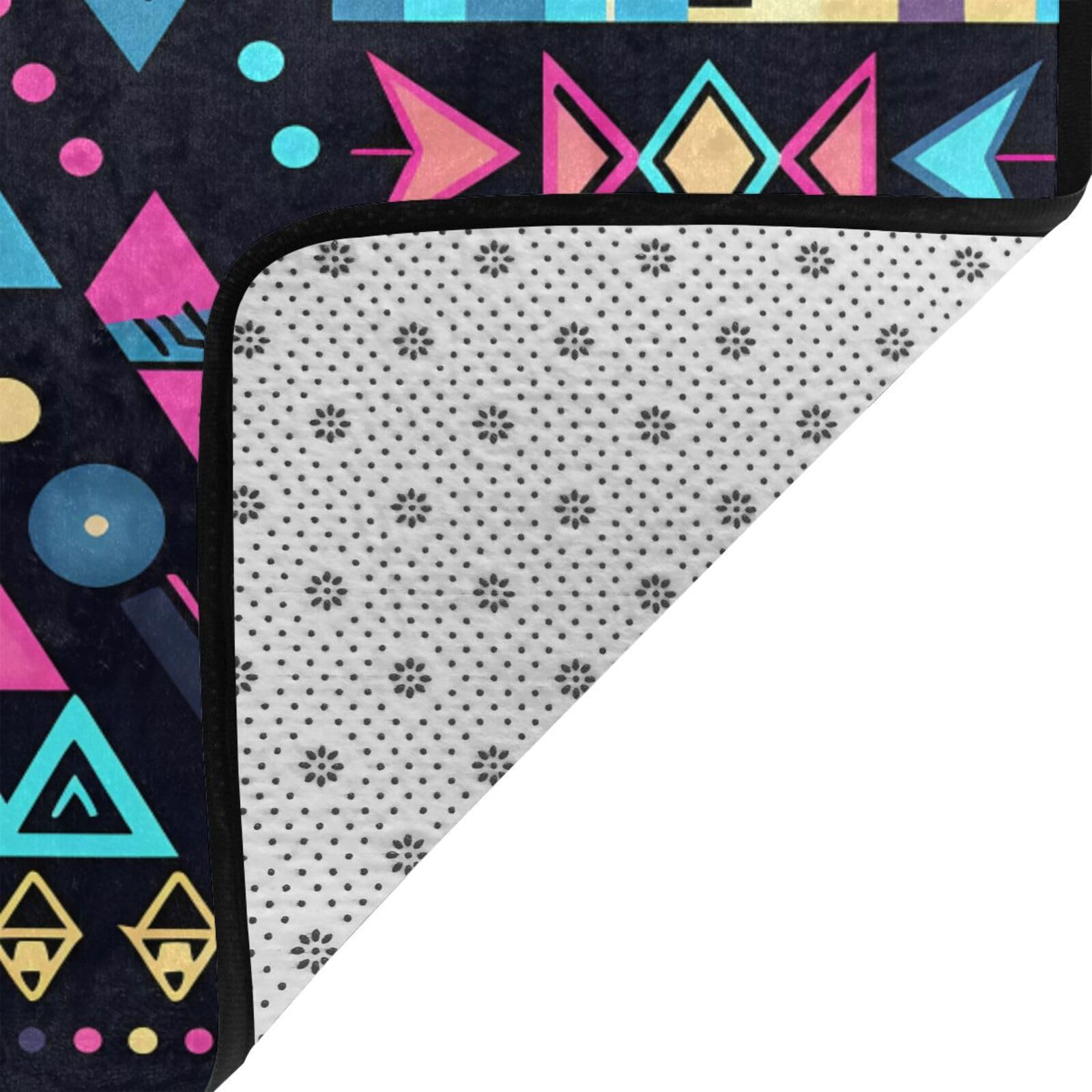 Tappeto geometrico azteco, per soggiorno, camera da letto, tappeto etnico con retro antiscivolo, lavabile, in flanella, tappeto decorativo per casa e ufficio, 120 x 180 cm