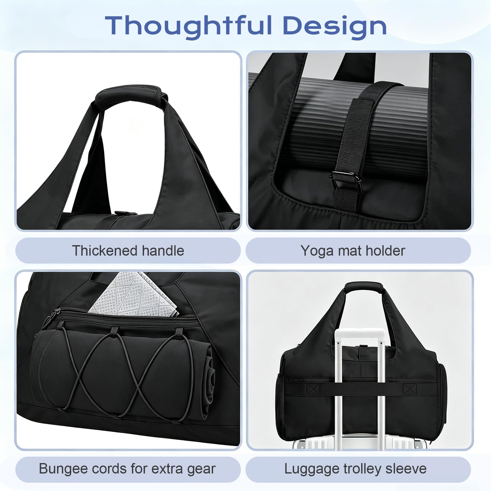 Flintronic Sac de Sport Yoga Femme, Sac De Sport avec Compartiment pour Chaussures et Humide, Sac de Voyage Léger, Sac de Gym pour Homme et Femme, pour Weekend, Outdoor, Workout