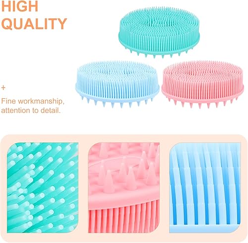 Miniatura 6 de HEALLILY Cepillo de baño, cepillo de baño de silicona para el cuerpo, cepillo de gorra, cepillo de masaje de cabello suave, suministros para recién