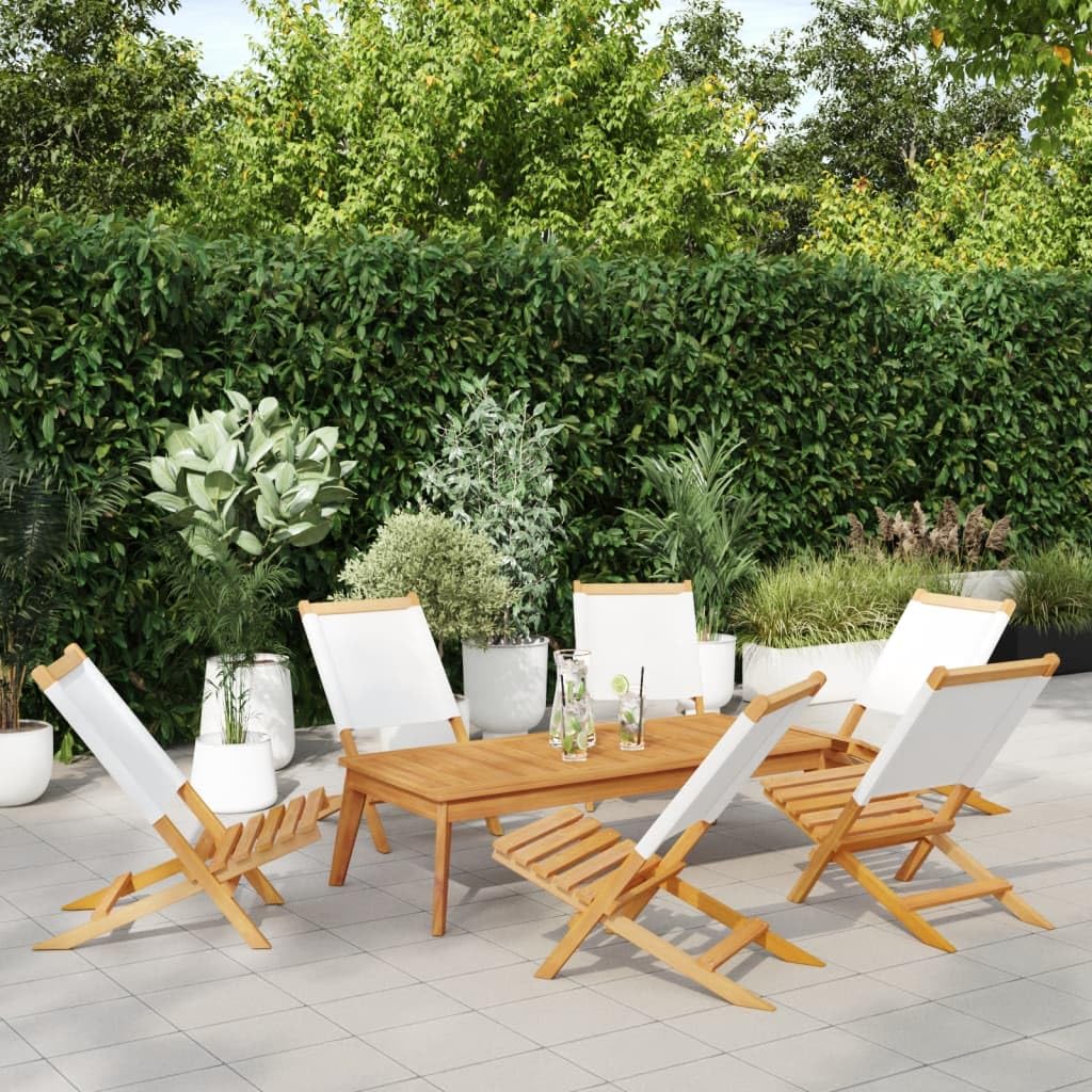 Chaises pliantes lot de 6 en tissu et bois massif empilables