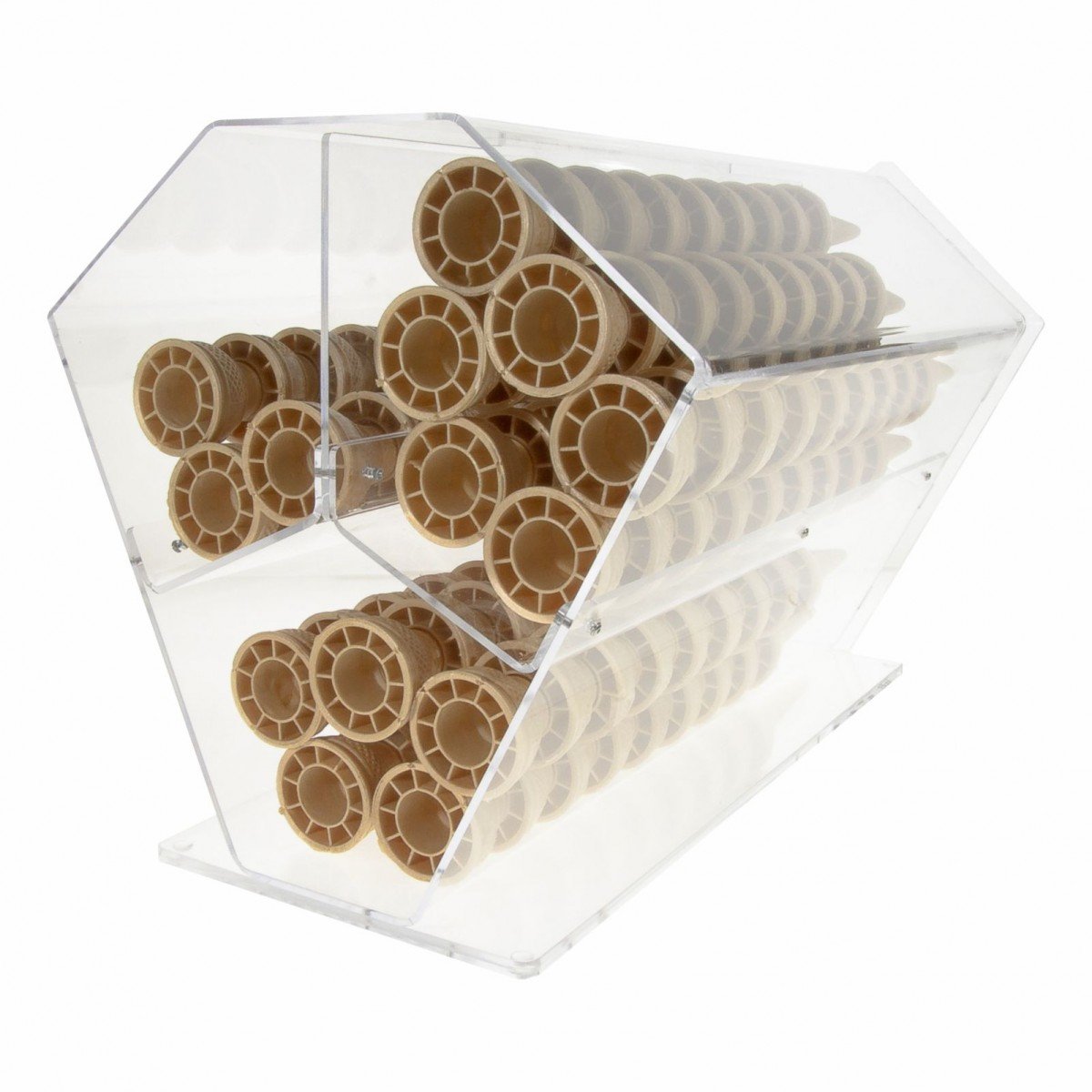 Portaconi in plexiglass trasparente orizzontale a 3 scomparti - Misure: 50 x 36 x H40 cm