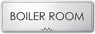 Boiler Room Sign, Brushed Silver, Engraved, 3