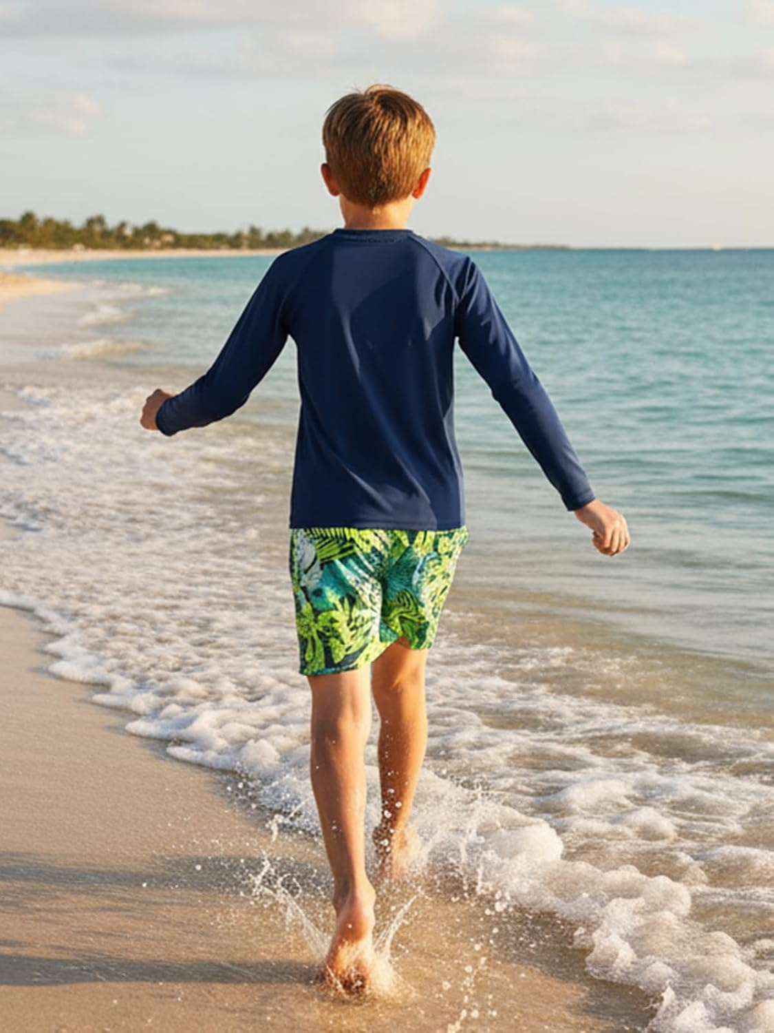 Valcatch Boys Swim Set with Swim Trunks Kids Youths Long Sleeve Rash Guard Swimsuit Two Pieces Bathing Suit UPF 50+ Swimwear - Image 3