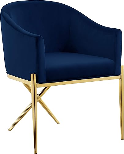 Miniatura 7 de Meridian Furniture Xavier Collection Modern | Silla de comedor tapizada de terciopelo contemporáneo con patas de acero resistentes en forma de X,