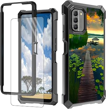 for Nokia G100 Case for Nokia C300 Phone Case with Screen Protector Hard PC + Soft TPU Shock Proof Protective Cover for Nokia G100/C300 6.52 inch - Green Forest