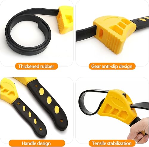 Miniatura 3 de CougZed - Juego de llaves de correa de goma de 2 piezas, llave multifunción para filtro de aceite, llave de correa de fontanería para tarros,