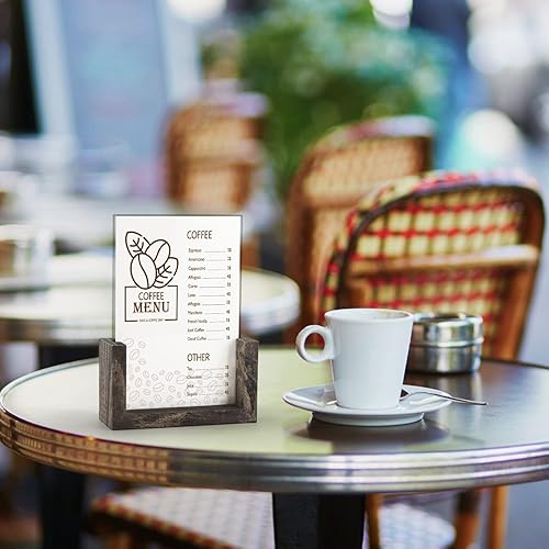 Miniatura 5 de PETAFLOP Juego de 2 portarretratos de 4 x 6, marcos de fotos de vidrio de doble cara de 4 x 6, soporte de madera rústica para menú, soporte para