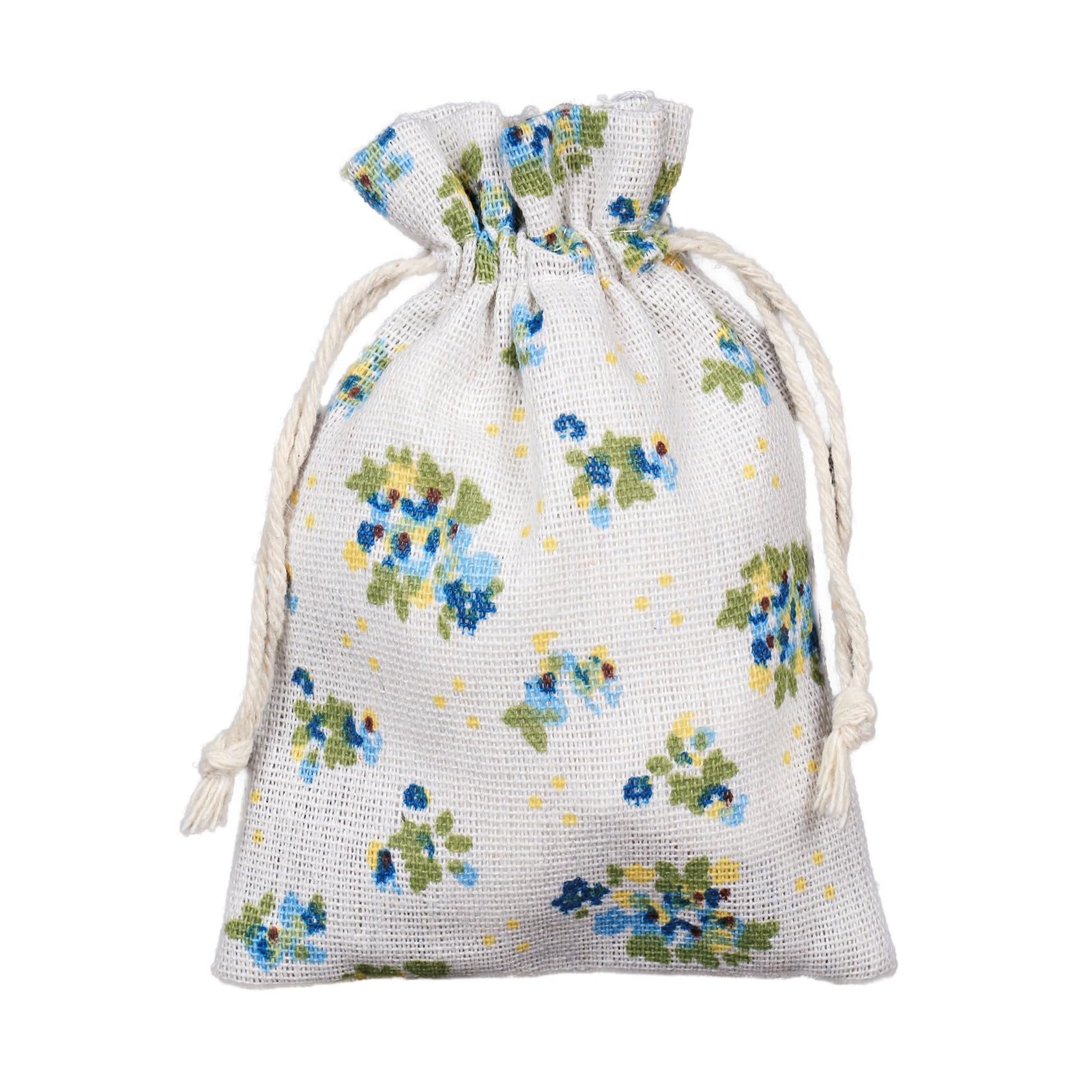 Sanrich 20 Pack Floral Burlap Drawstring Bags 4 X 5.5 Inch
