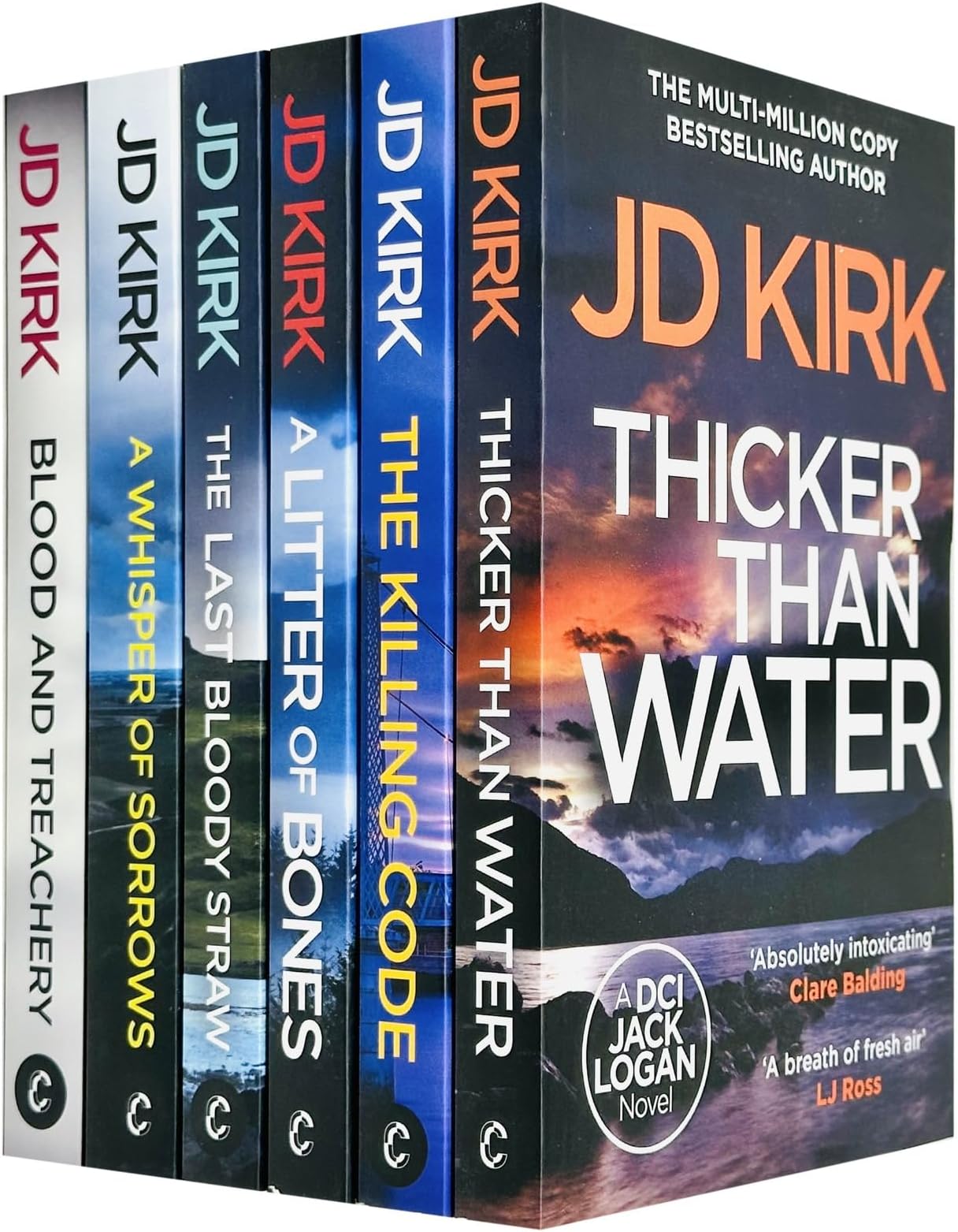 DCI Logan Crime Thrillers 1-6 Books Collection Set By JD Kirk (A Litter of Bones, Thicker Than Water, The Killing Code, Blood and Treachery, The Last Bloody Straw, A Whisper of Sorrows)