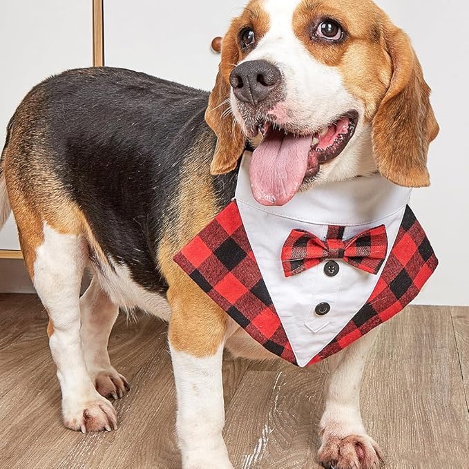Collar Bandana Navidad Perro Rojo Cuadros Pajarita Ajustable Talla Grande miniatura 4