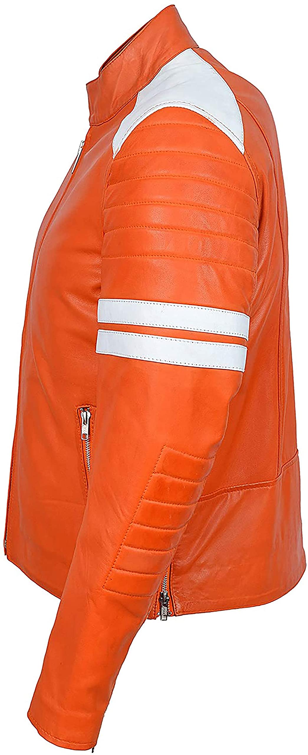 Mayhem - Chaqueta de cuero para motociclista a rayas estilo Fight Club para hombre