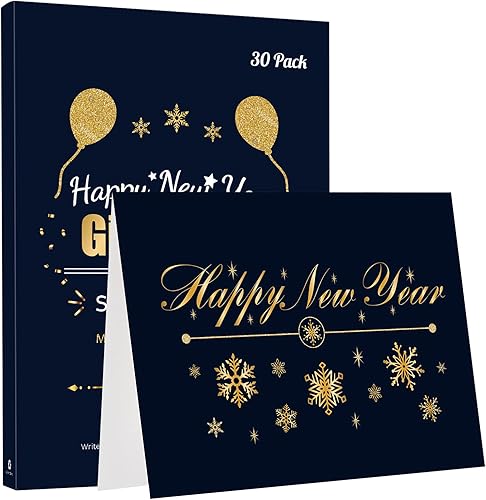 Miniatura 9 de NUOBESTY Tarjetas de felicitación de feliz año nuevo 2022 con tarjetas plegables en blanco y sobres para regalos y regalos de Navidad y Año Nuevo