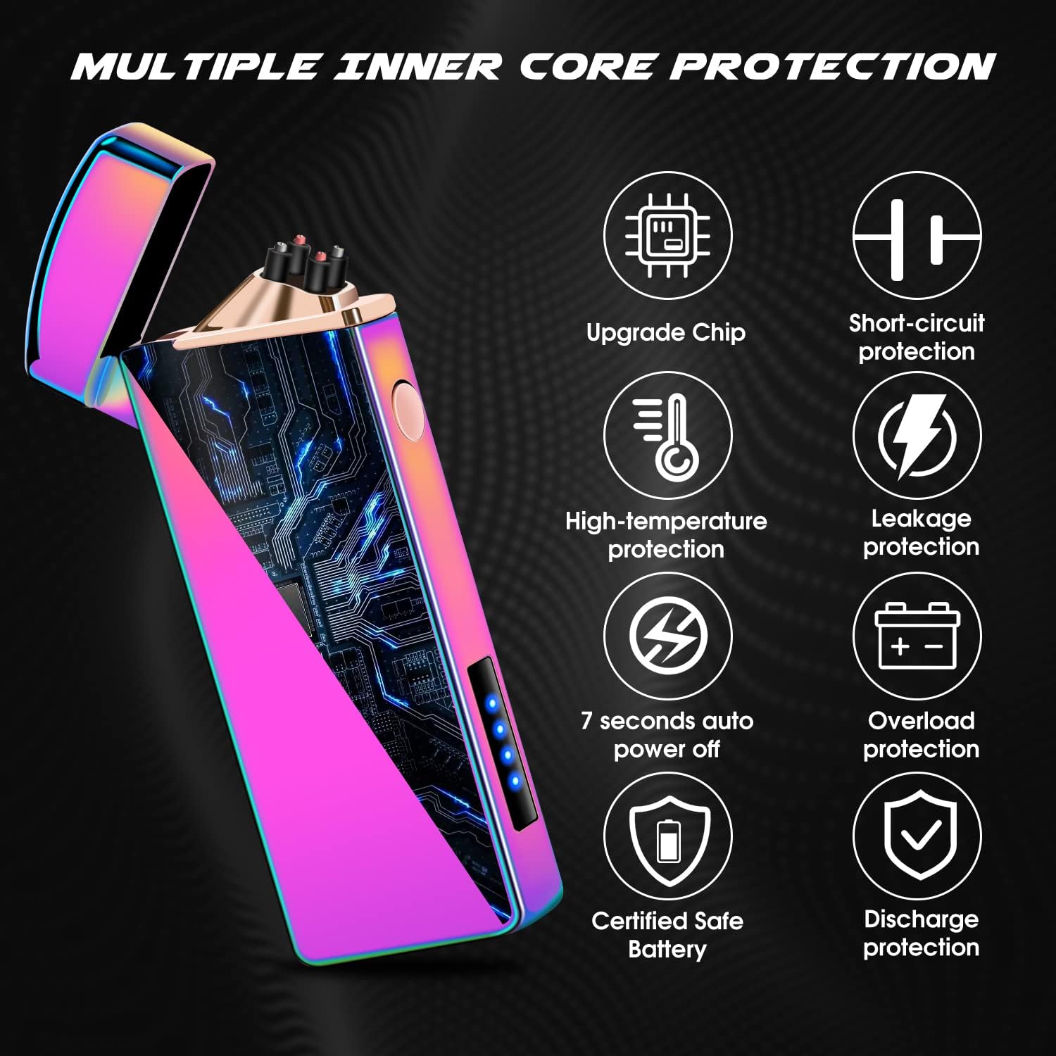 LcFun Windproof Arc Lighter Plasma Lighters Rechargeable USB Lighters Candle Lighter-with LED Display Power,Cool Flameless Electric Lighter for Candles, Incense, Outdoor Camping (Magic)