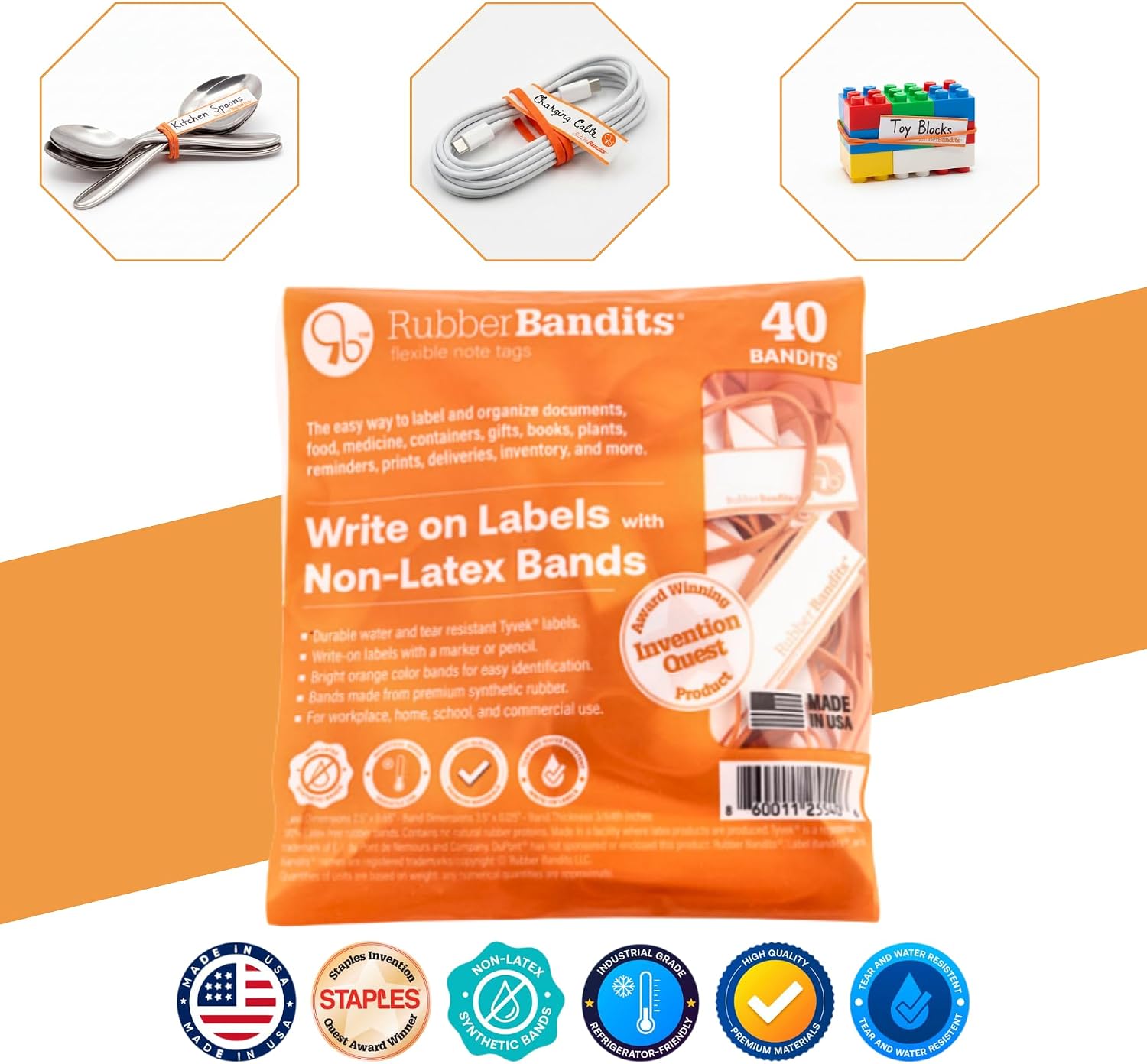 Rubber Bandits Non-Latex Rubber Bands with Writable Labels - 40 Ct image 3
