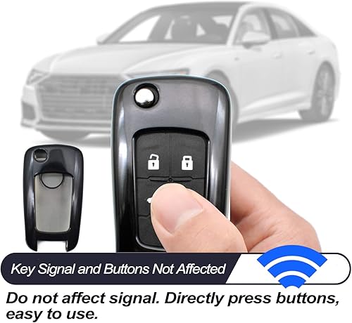 Miniatura 6 de Compatible con Chevy Chevrolet Equinox Encore Camaro Cruze Malibu Impala Buick Regal Lacrosse GMC Terrain Negro Funda de TPU Funda para llavero